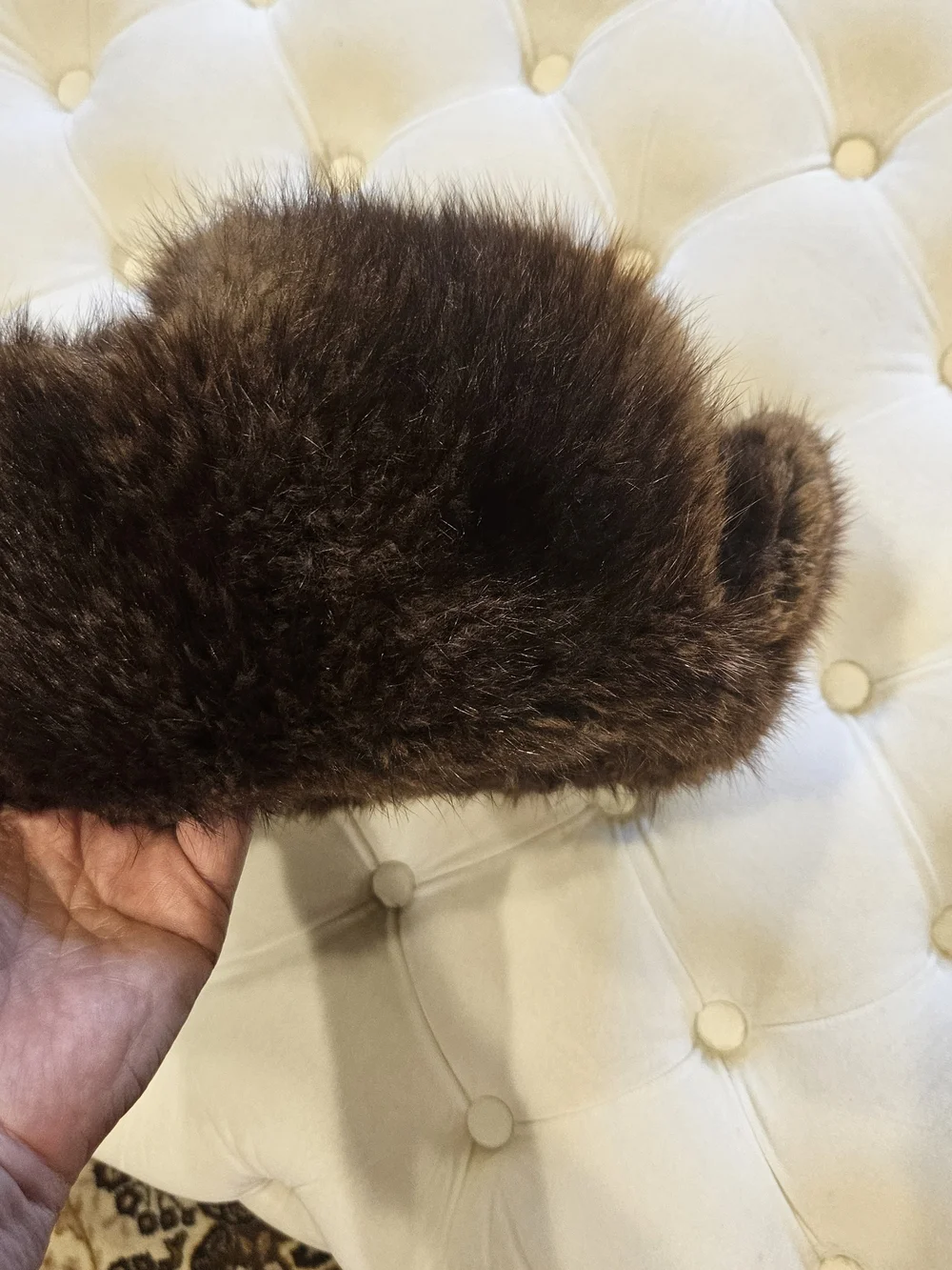 Geunine Fur Man's Winter Hat, Vintage, Brown Color